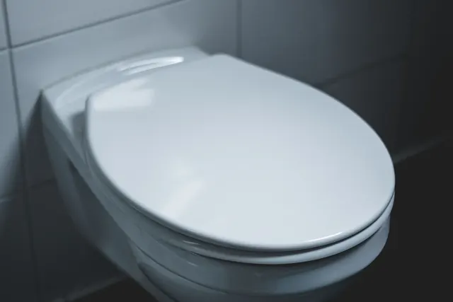 Valkoinen WC-istuin kansineen